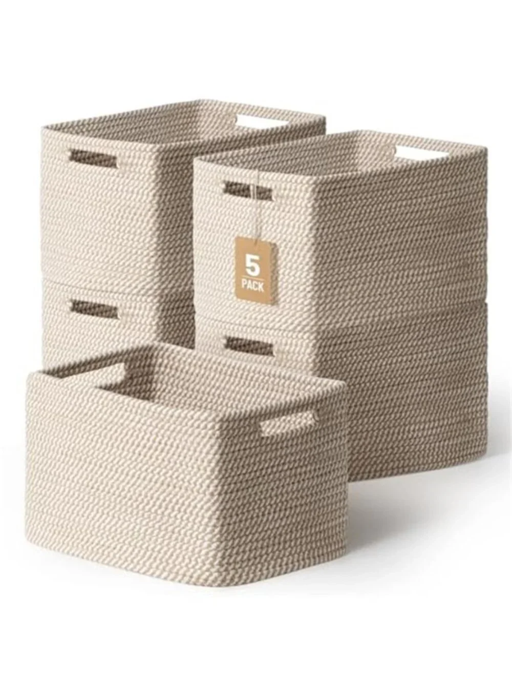 New 5 Pack Woven Storage Baskets, Decorative Storage Bins for Organizing